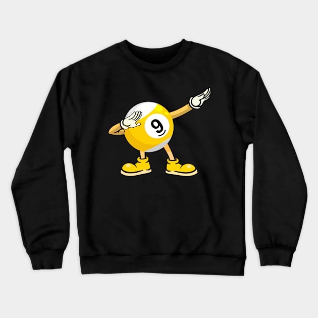 9 Ball Funny Dabbing Billiards Crewneck Sweatshirt by Hensen V parkes